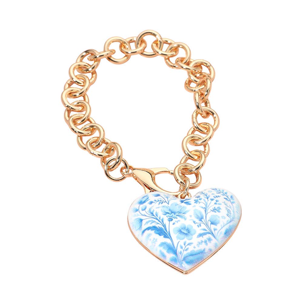Chunky Floral Heart Charm Keychain Bag Charm