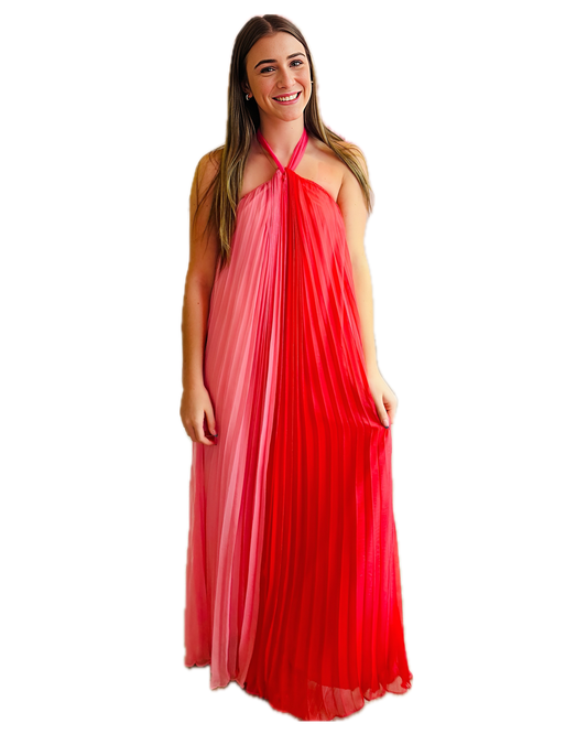 Galena Halter Pleated Maxi Dress