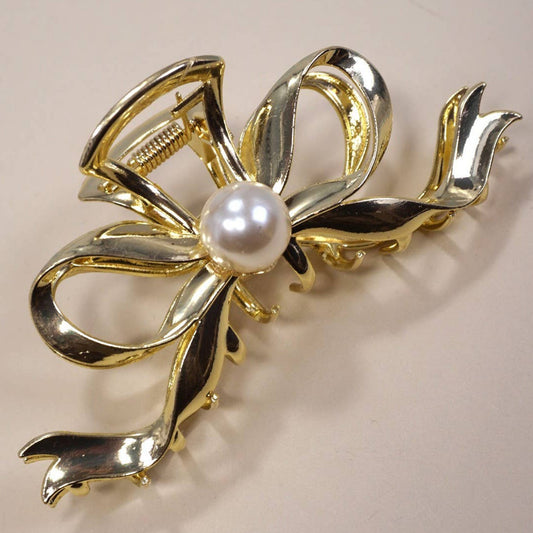 Bow Pearl Hair Clamp