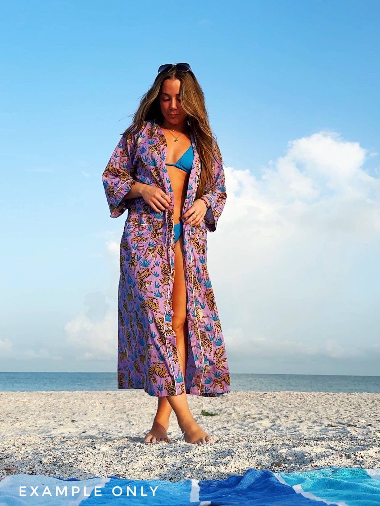 Gray Tropical Kimono Robe