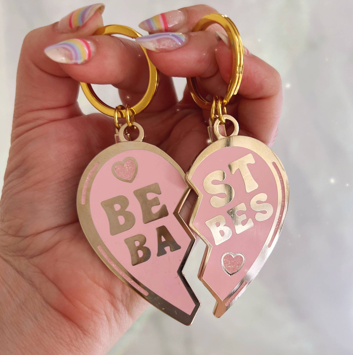 Best Babes Split Heart Keychain