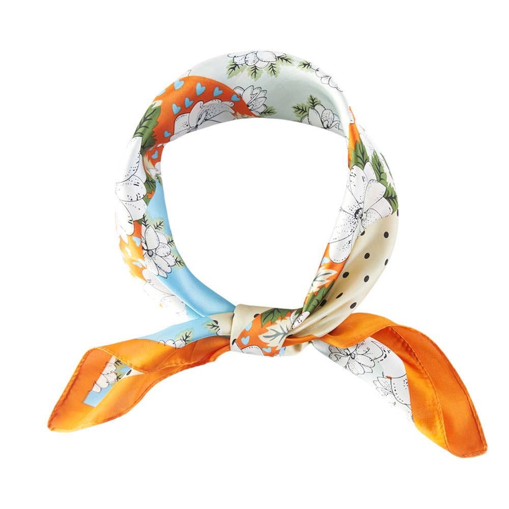 Floral Patchwork Silky Bandana Scarf