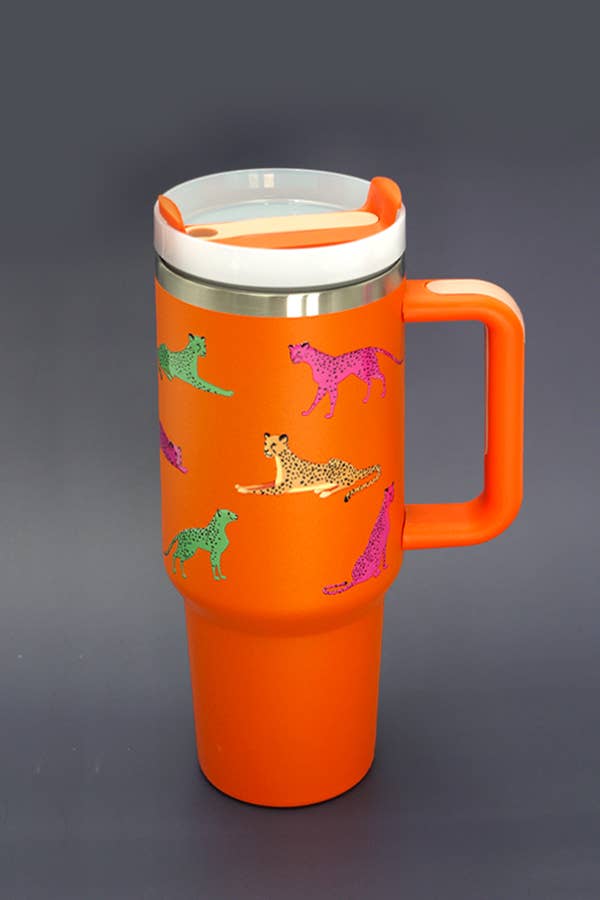 40oz Multi Cheetah Orange Tumbler