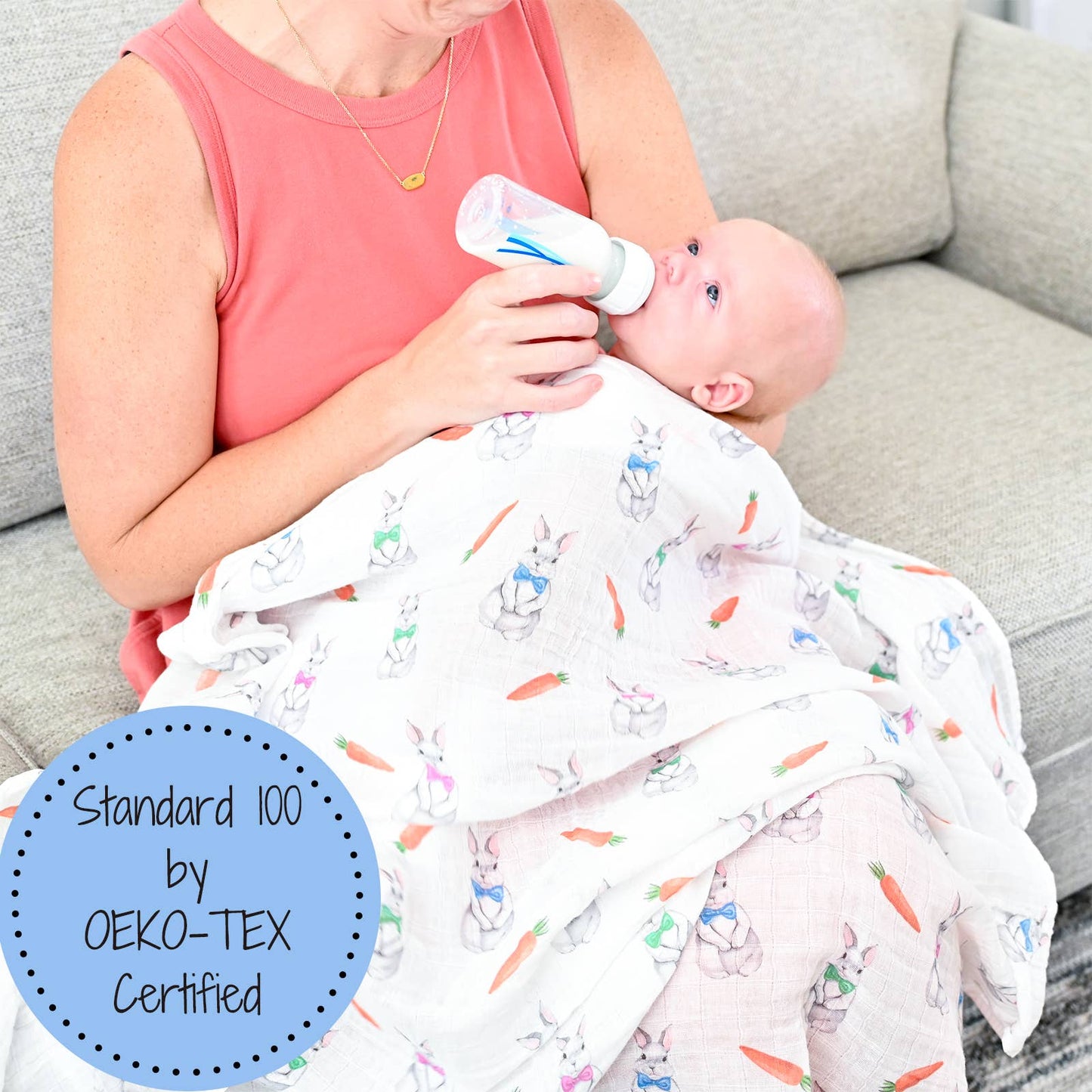 Bunny Easter Baby Muslin Swaddle Blanket