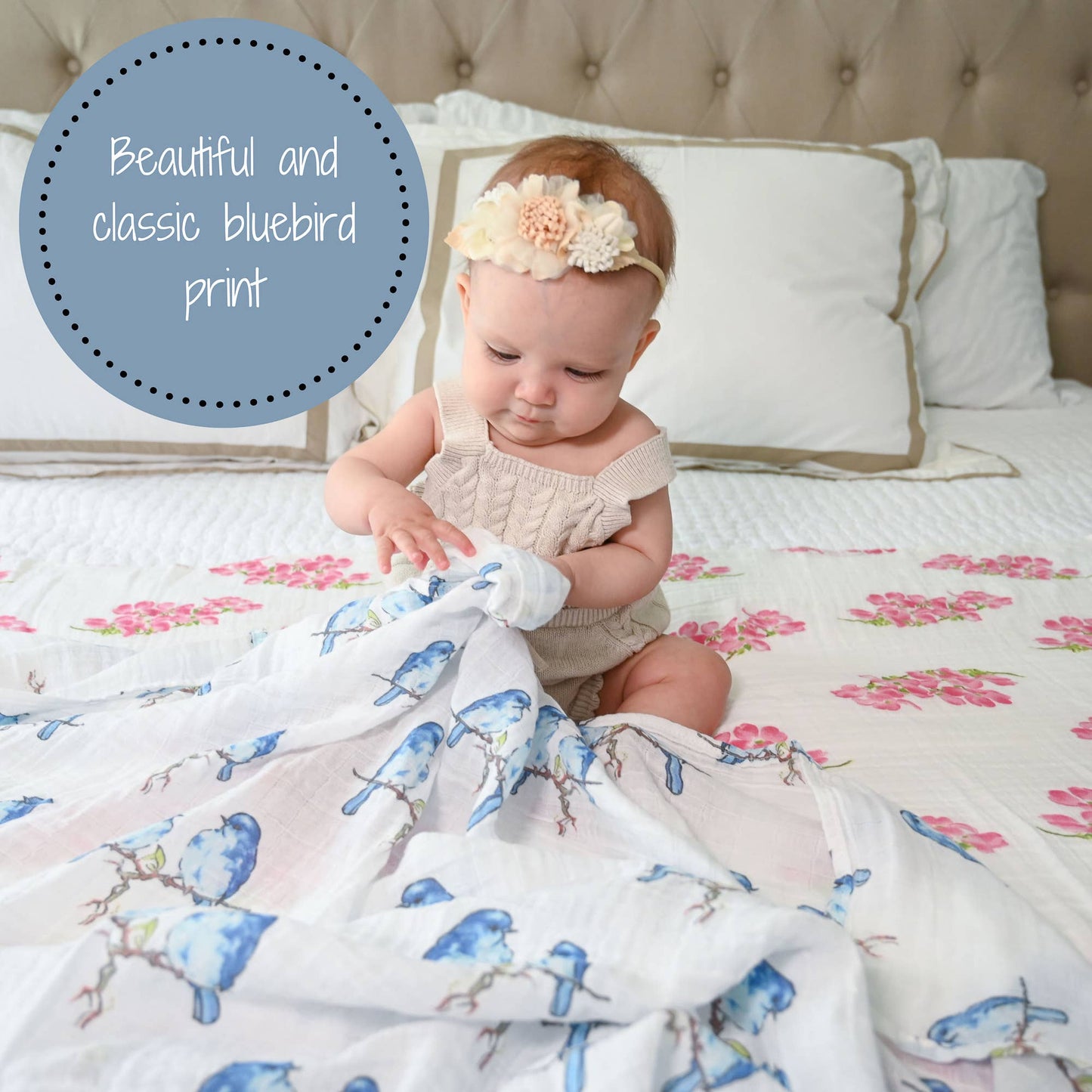 Bluebird Of Happiness Baby Muslin Swaddle Blanket