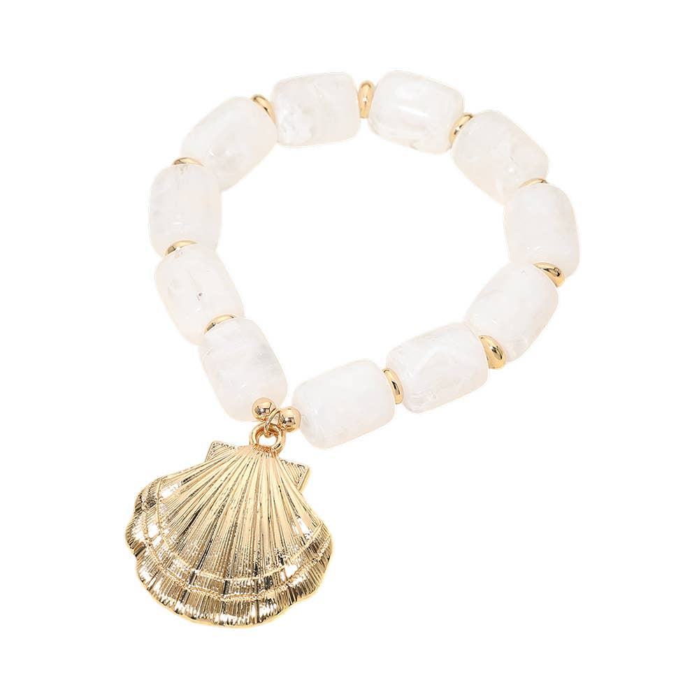 Bold Seashell Chunky Resin Stretch Bracelet