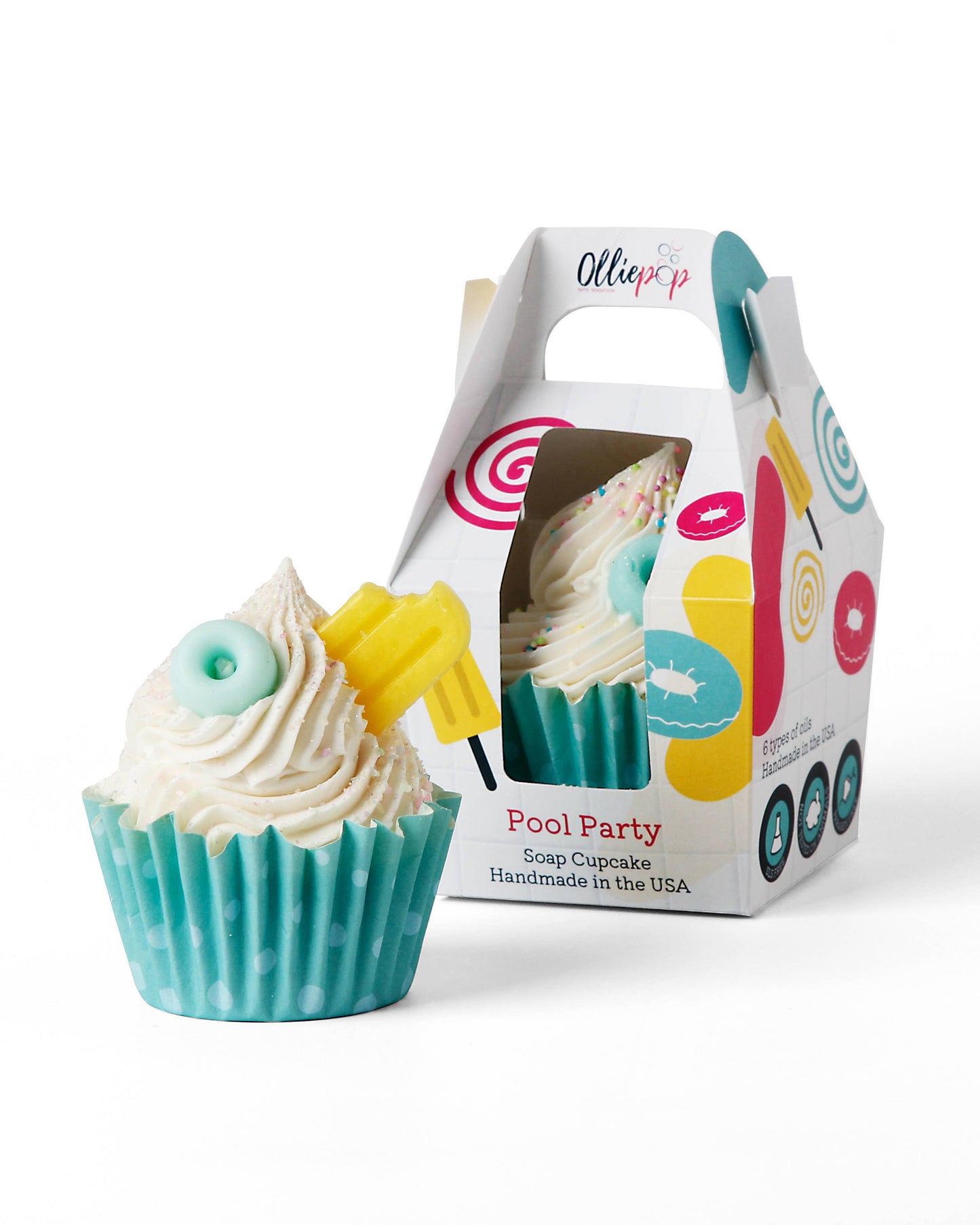 Handmade Pool Party Cupcake Soap- Frosted Mango