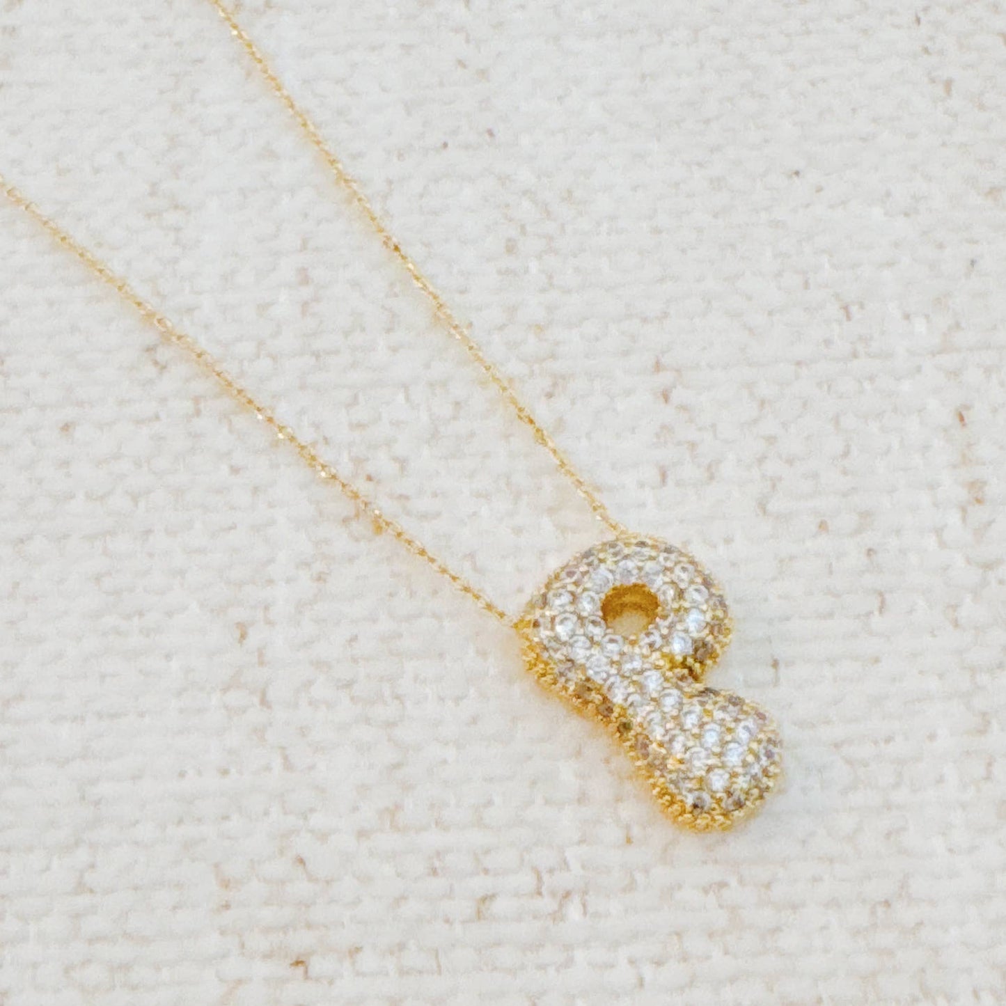 Crystal Puffy Initial Necklace