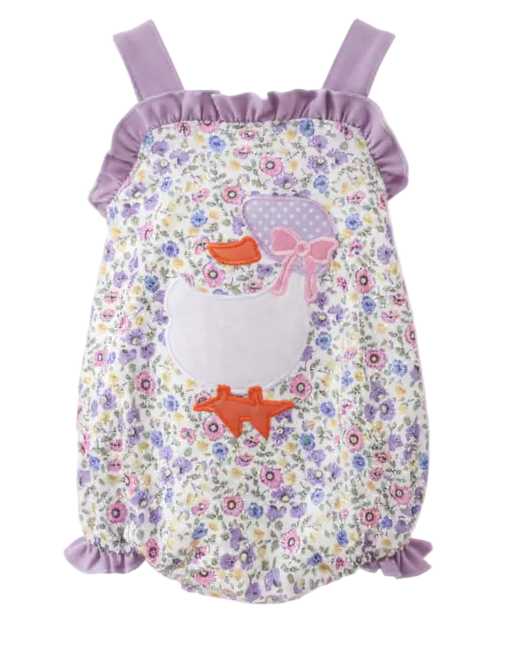 Purple Floral Goose Ruffle Bubble