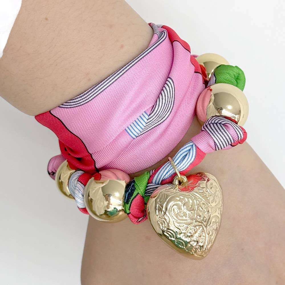 Gold Heart Charm Scarf Jewelry