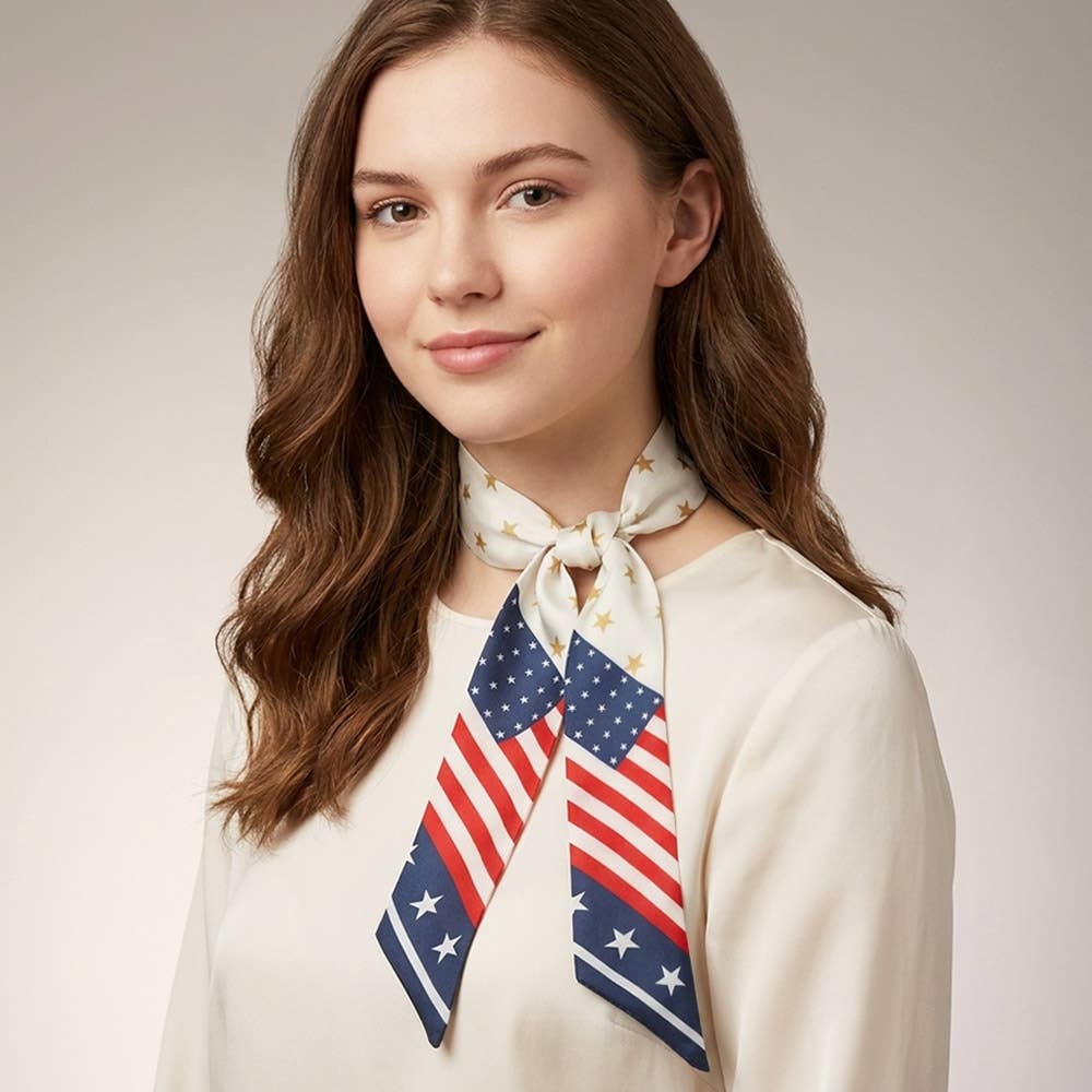American USA Flag Print Skinny Scarf
