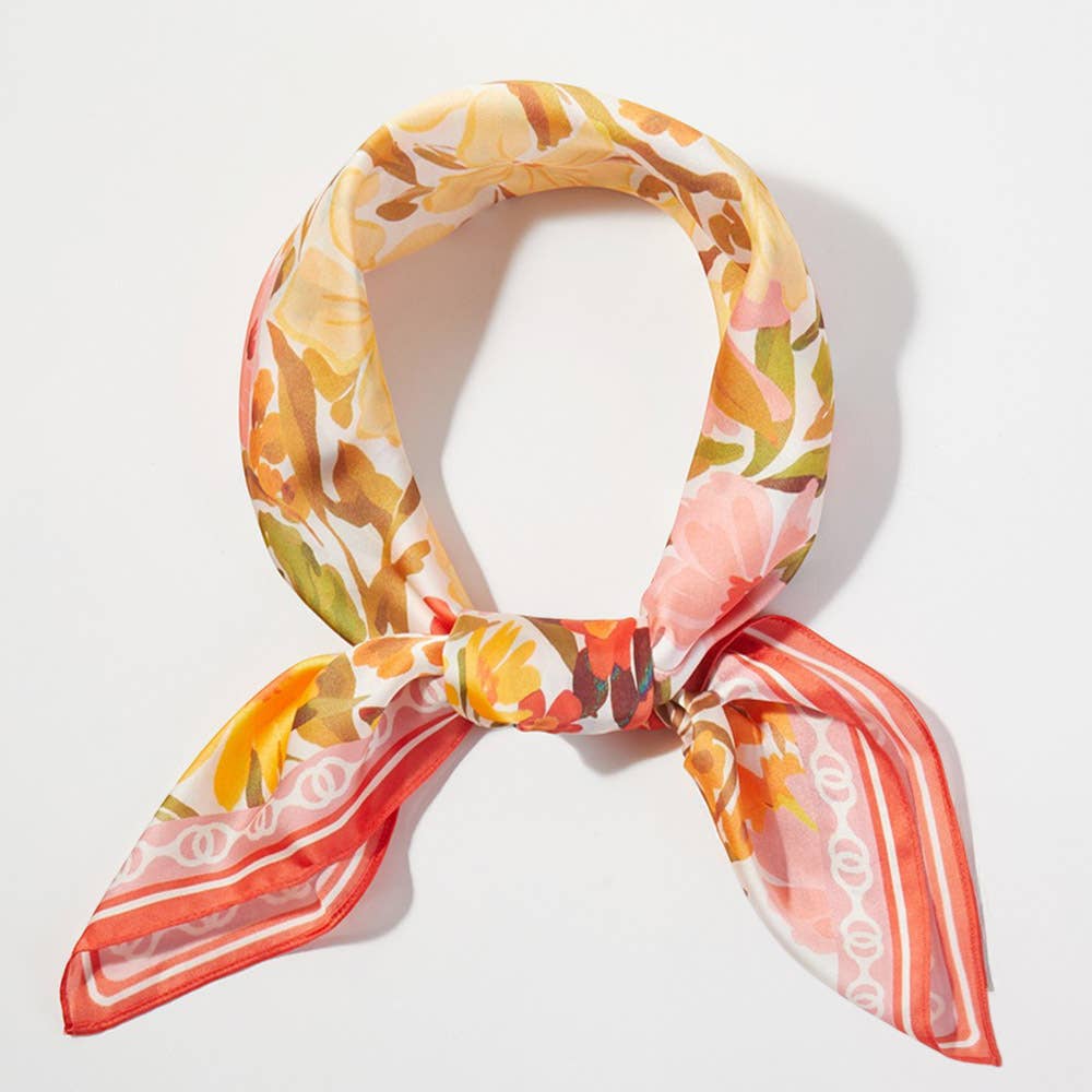 Vintage Floral Garden Print Square Bandana Scarf