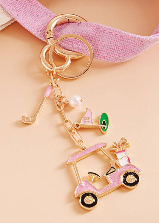 Golf Cart Club Keychain Bag Charm