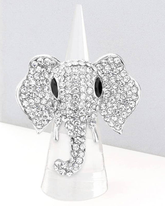 Stone Embellished Elephant Stretch Ring