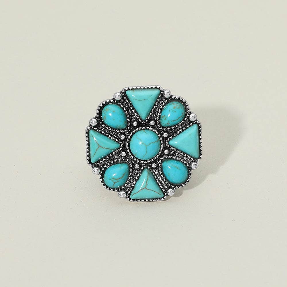 Western Boho Geometric Accent Stretch Ring