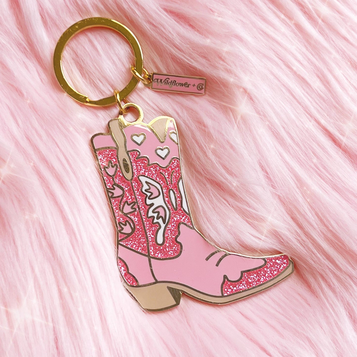 Pink Cowgirl Boot Keychain