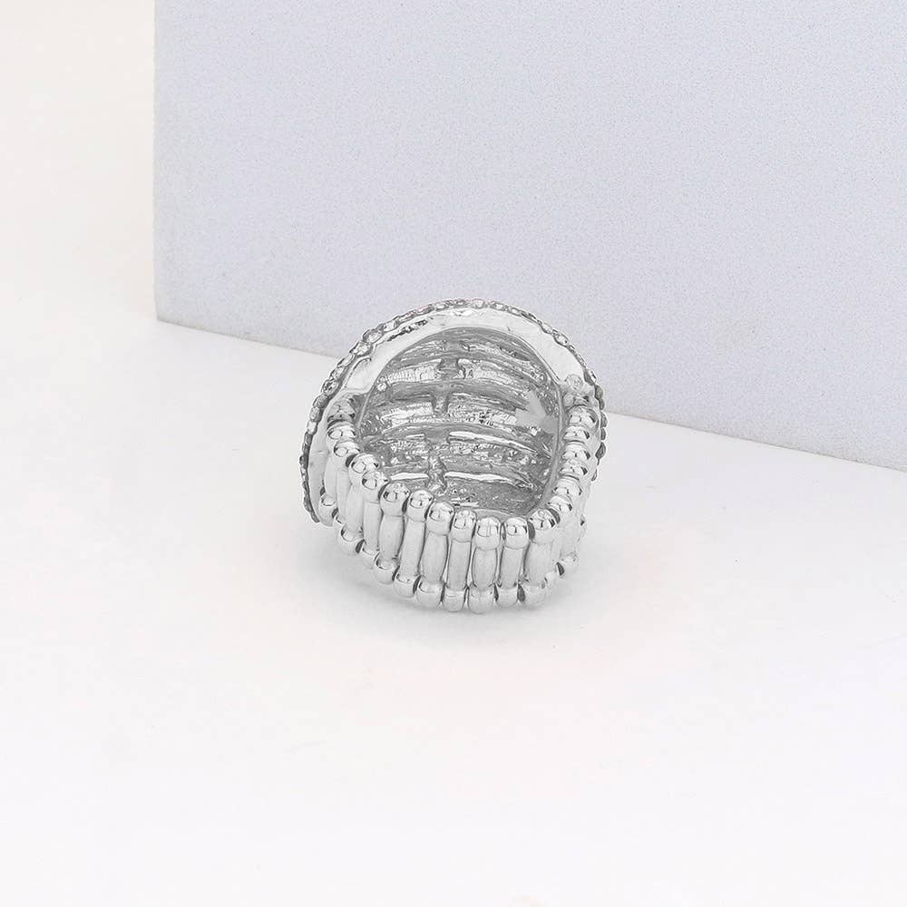 Crystal Rhinestone Pave Dome Stretch Ring