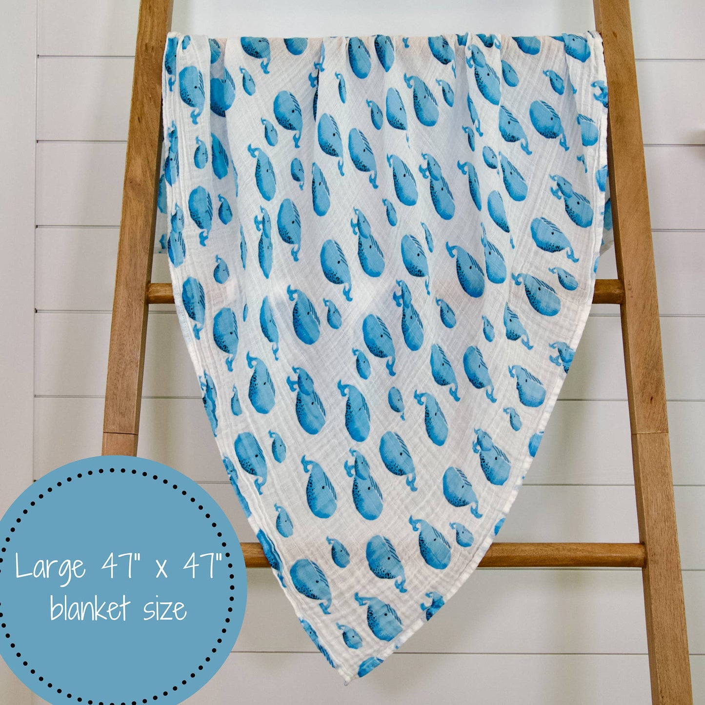 Whale, Whale, Whale Baby Muslin Swaddle Blanket