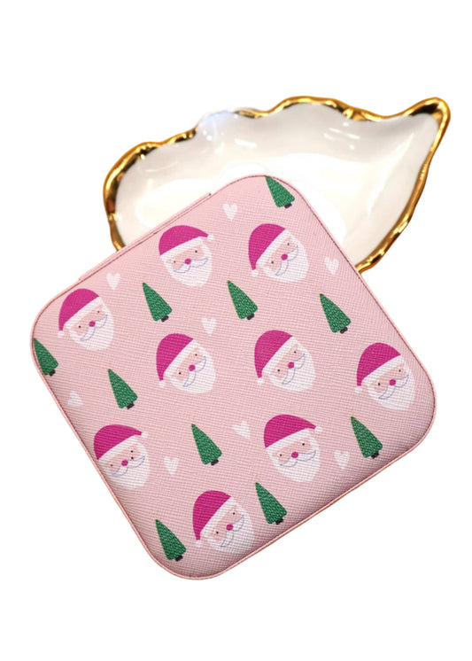 Pink Santa Travel Jewelry Case