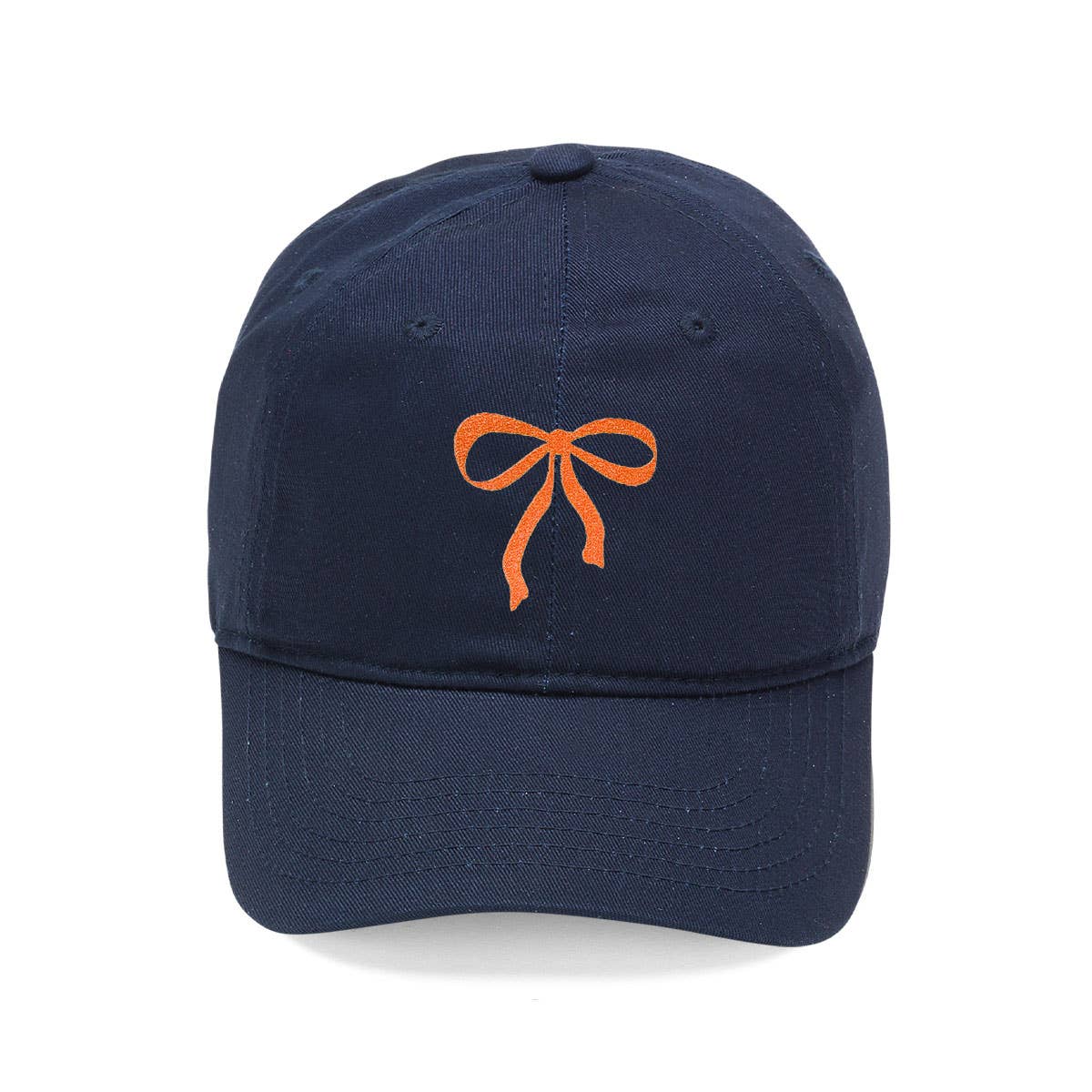 Orange Bow Navy Heavy Cotton Cap