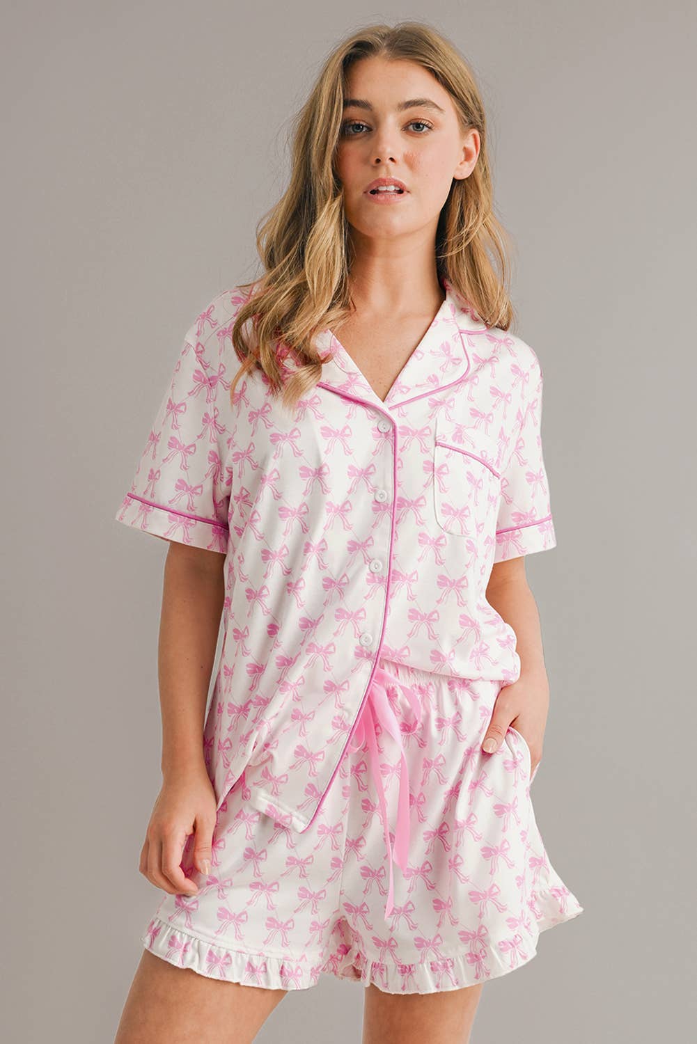 Bow Print Knot PJ Set