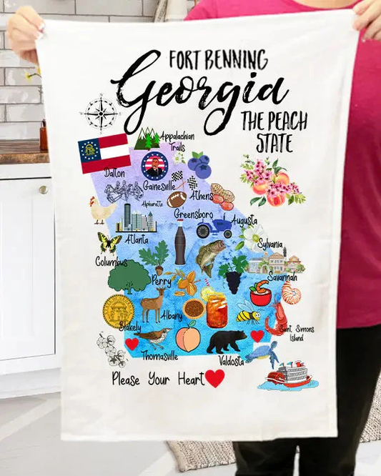 Fort Benning Georgia State Map Towel