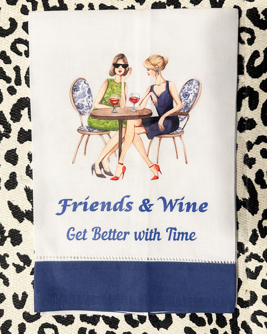 Wine & Friends Tea Towel