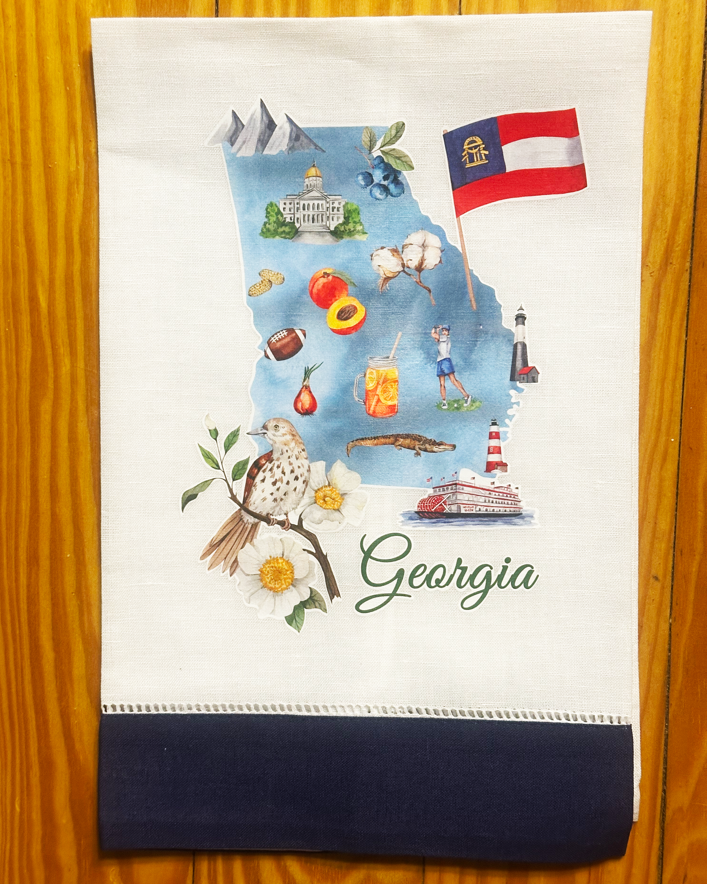 Georgia State Map Tea Towel