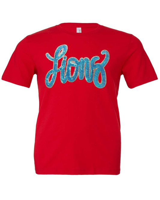 Red Sequin Lions T-Shirt