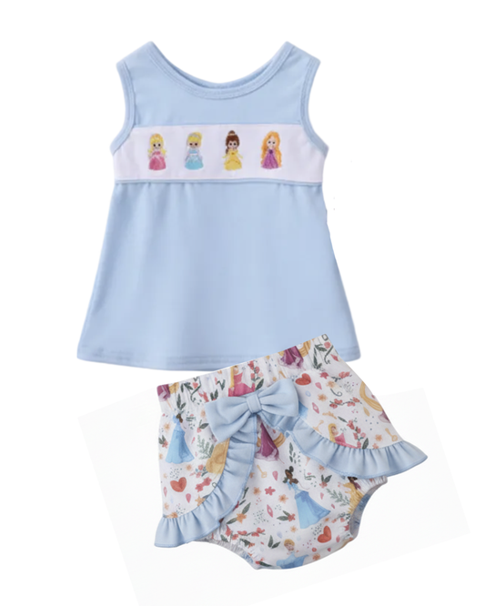 Blue Character Ruffle Bloomer Set