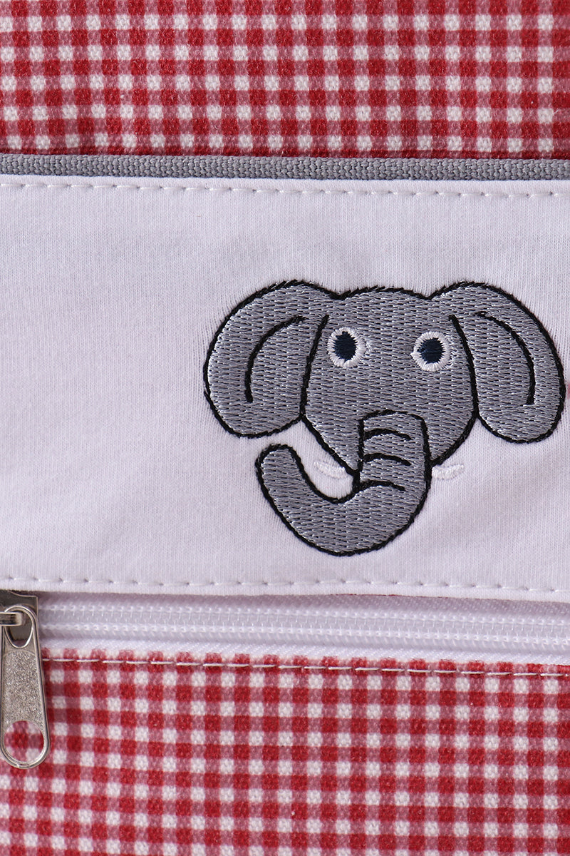 Red Alabama Embroidery Gingham Bag
