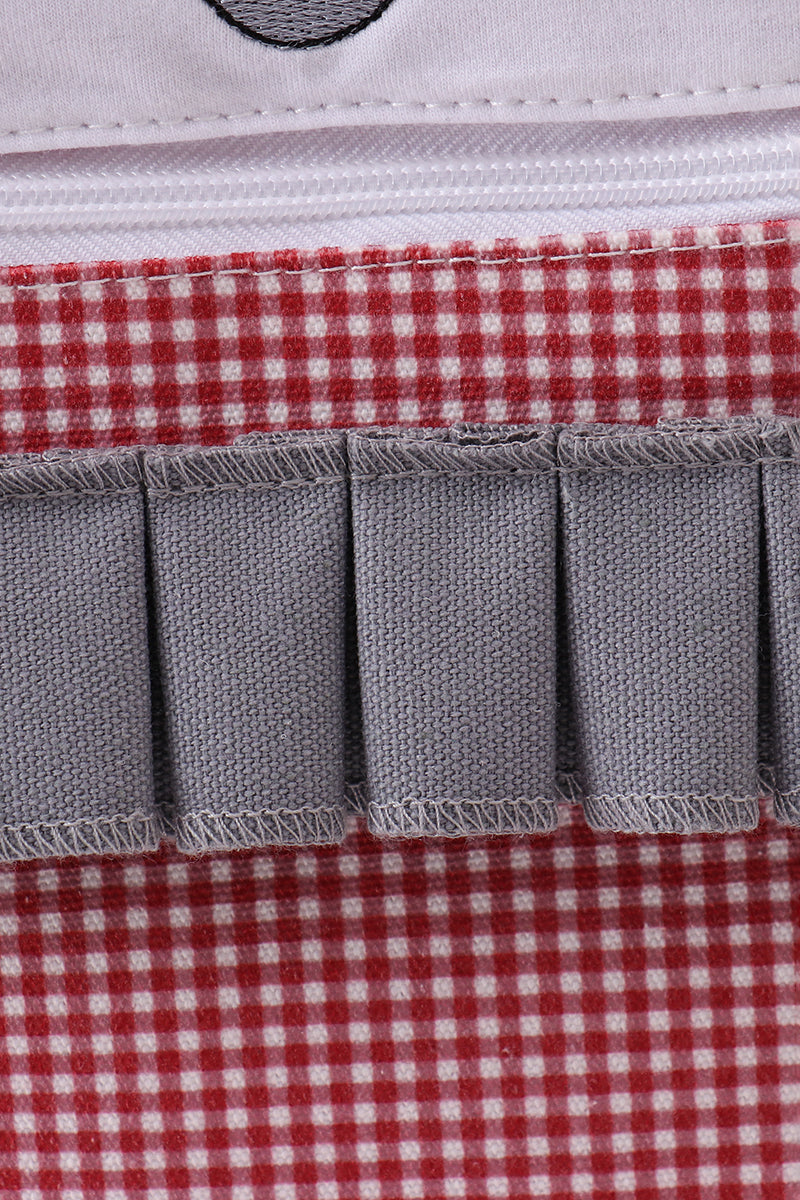 Red Alabama Embroidery Gingham Ruffle Bag