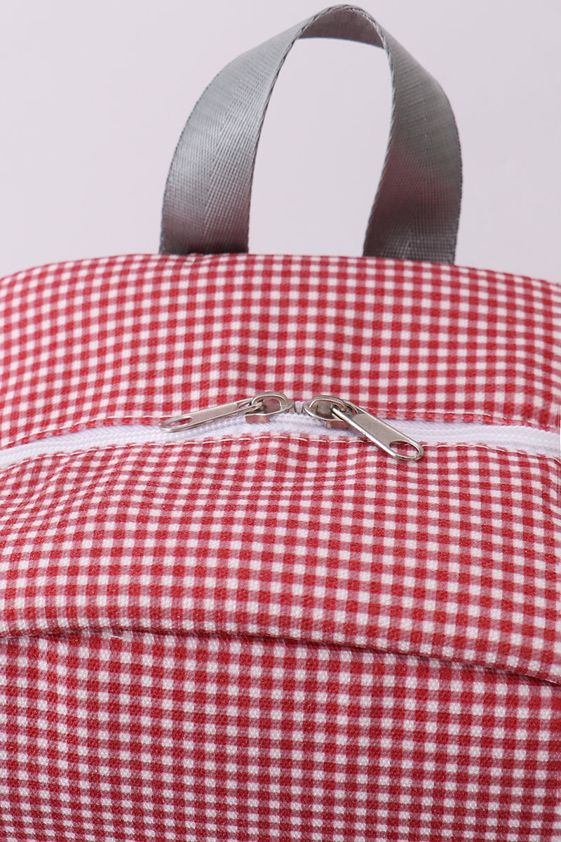 Red Alabama Embroidery Gingham Bag