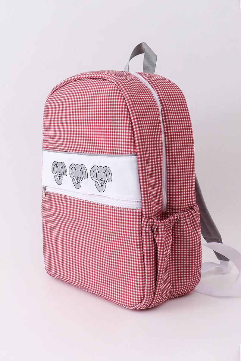 Red Alabama Embroidery Gingham Bag