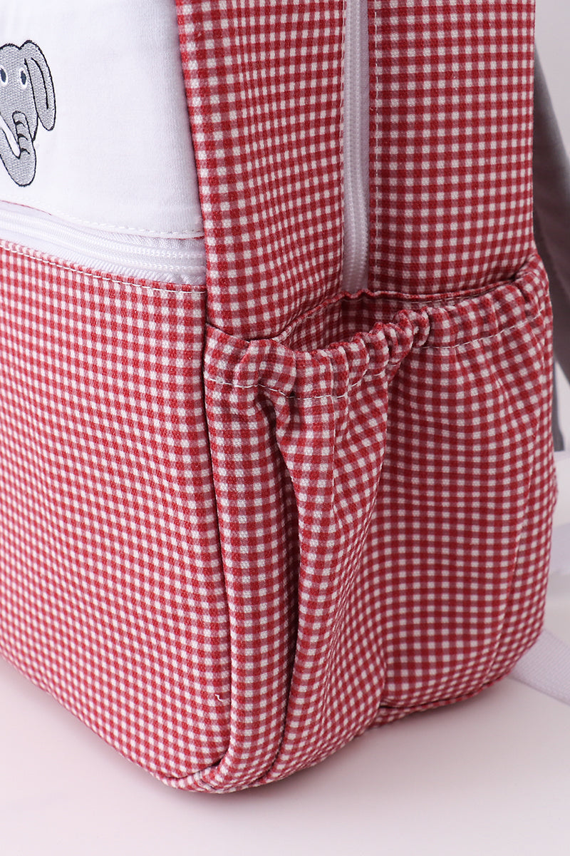 Red Alabama Embroidery Gingham Bag