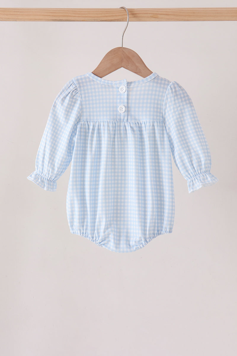 Wizard Blue Gingham Embroidered Bubble